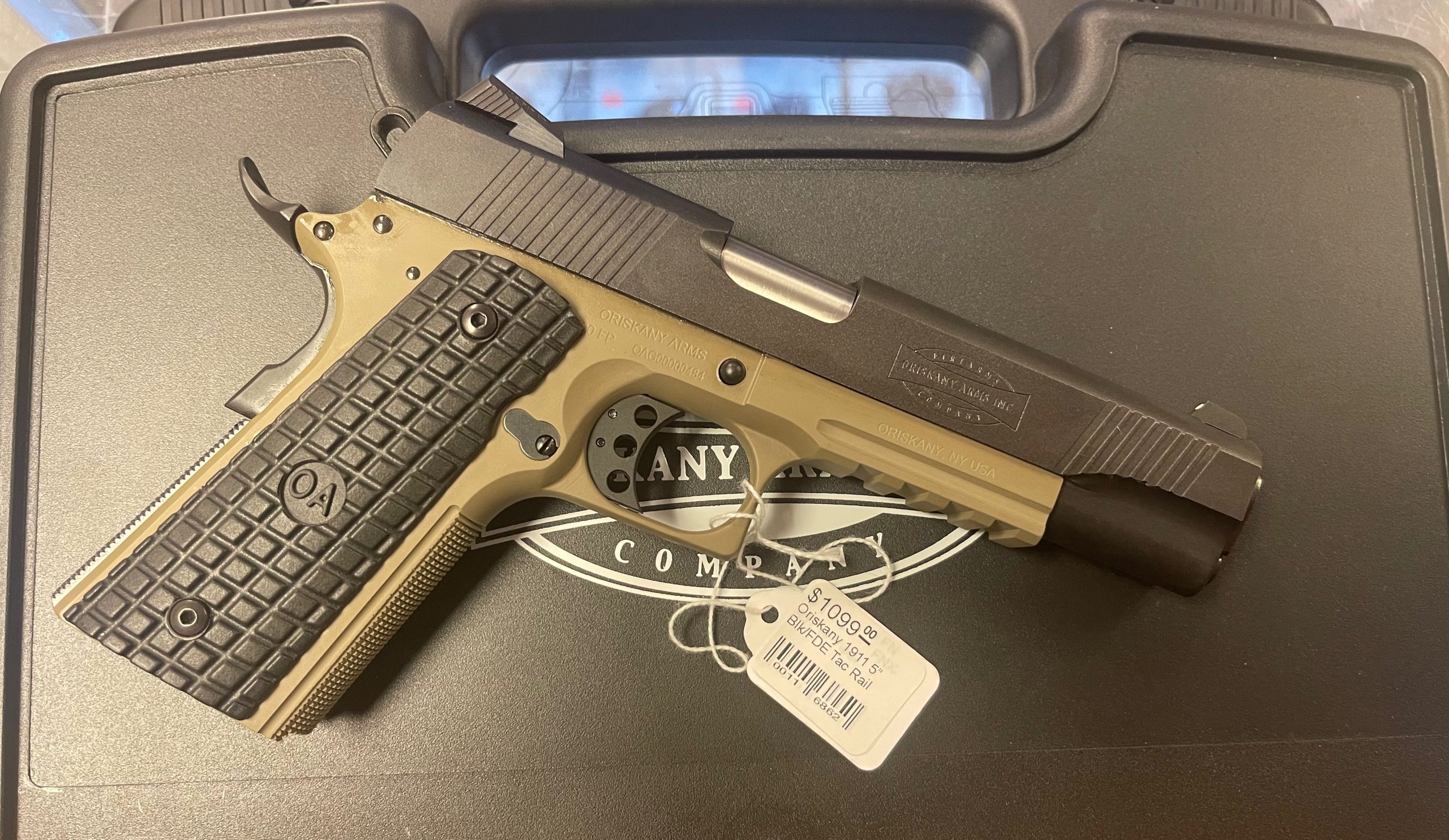 Oriskany Arms 1911 5” Black/FDE Tac Rail .45ACP