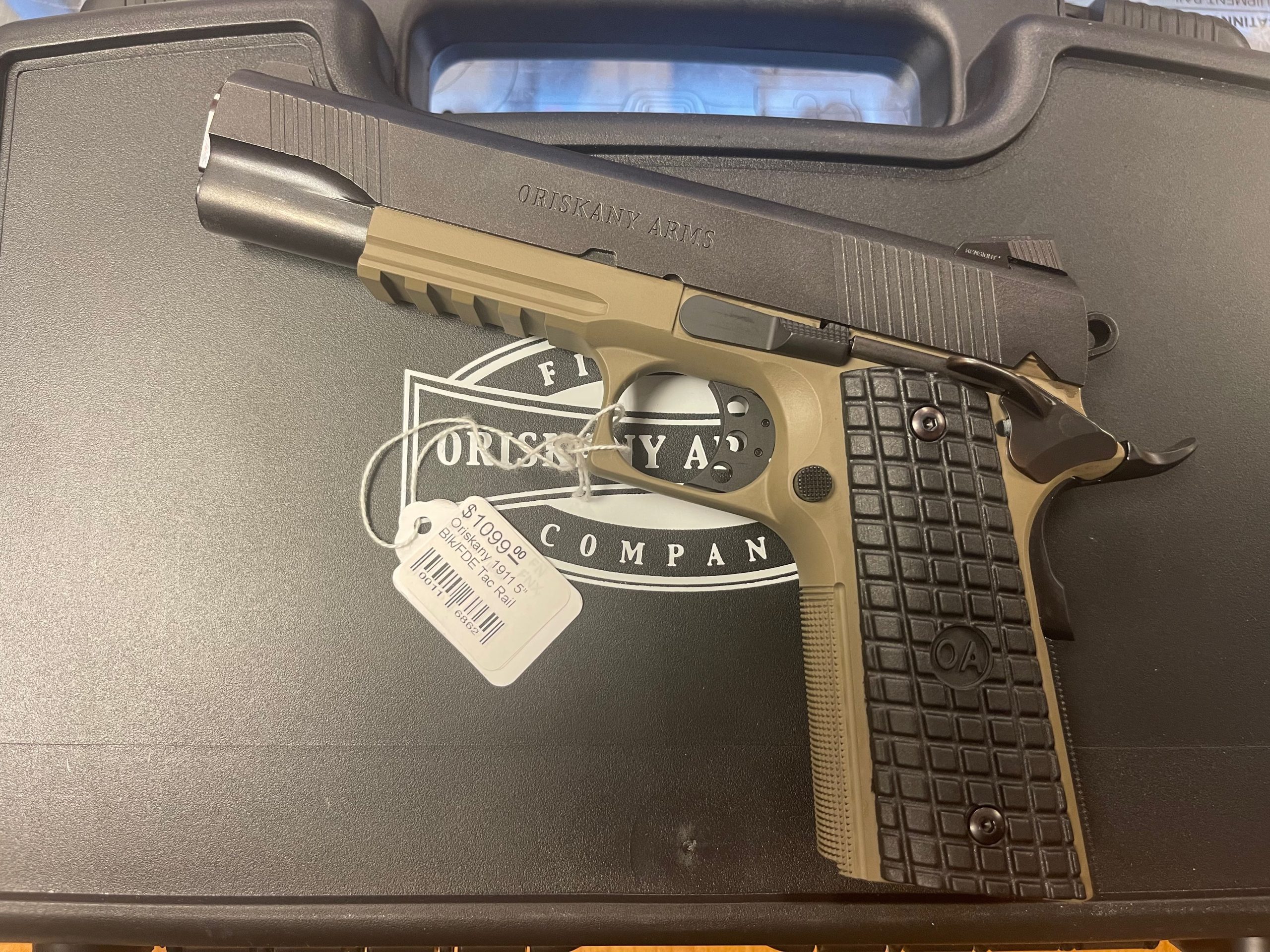 Oriskany Arms 1911 5” Black/FDE Tac Rail .45ACP