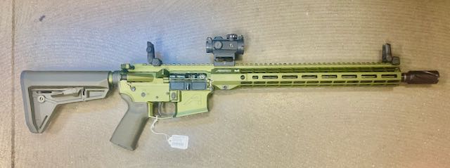 Aero Precision M4E1 AR15 5.56 16″ OD Green Anodized, 15″ R-ONE M-LOK w/ Extras USED