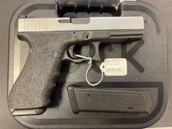 Glock 17 Gen 4 9mm Custom Stipple Stainless Slide NS