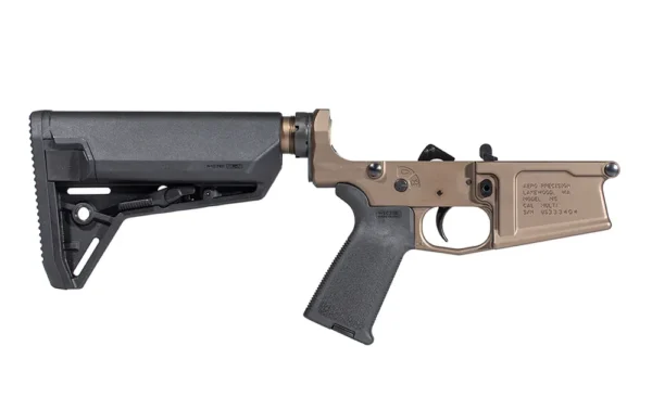 Aero Precision M5 COMPLETE LOWER RECEIVER W/ BLK MOE GRIP & SL-S CARBINE STOCK - KODIAK BROWN ANODIZED