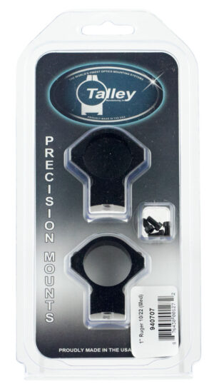 Talley 940707 Scope Mount/Ring Combo  Black Anodized 1" Tube Ruger 10/22 Medium Rings