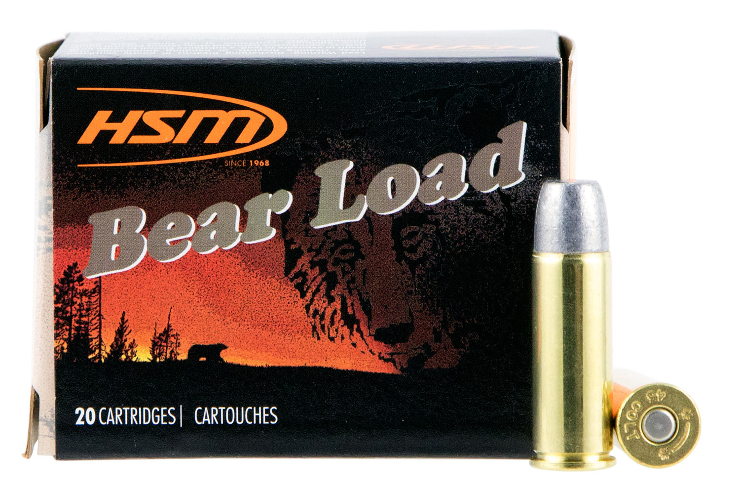 HSM 45C7N20 Bear Load 45 Colt 325 gr Wide Flat Nose 20 Per Box/ 20 Case