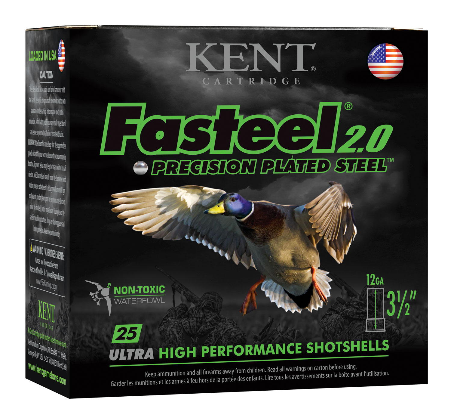 Kent Cartridge K1235FS402 Fasteel 2.0 12 Gauge 3.50" 1 3/8 oz 2 Shot 25 Per Box/ 10 Case