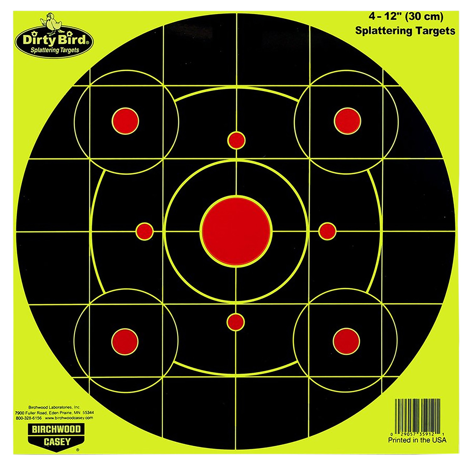 Birchwood Casey 35925 Dirty Bird 12" Bullseye Paper Hanging Pistol/Rifle Black/Yellow 25 Per Pkg