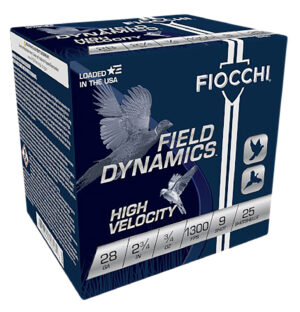 Fiocchi 28HV9 Field Dynamics High Velocity 28Gauge 2.75" 3/4oz 9Shot 25 Per Box/10 Case
