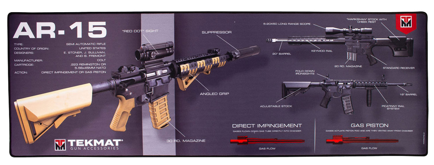TekMat TEKR44AR15WPD AR-15 Ultra 44 Cleaning Mat Multi-Color Rubber 15"x44" AR-15 Weapons Platform