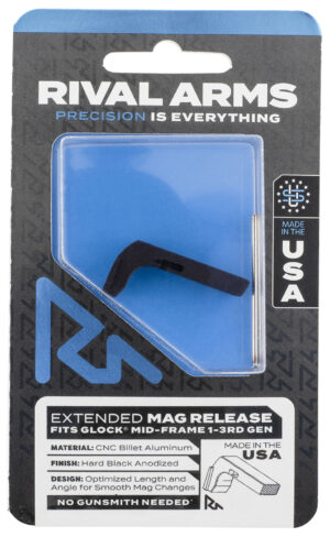 Rival Arms RA72G001A Magazine Release  Compatible w/Glock Gen3 (Except 21SF) Extended, Black Anodized Aluminum