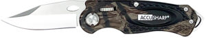 AccuSharp 704C Sport  3" Folding Plain Stainless Steel Blade/Camo Anodized Aluminum Handle Includes Belt Clip