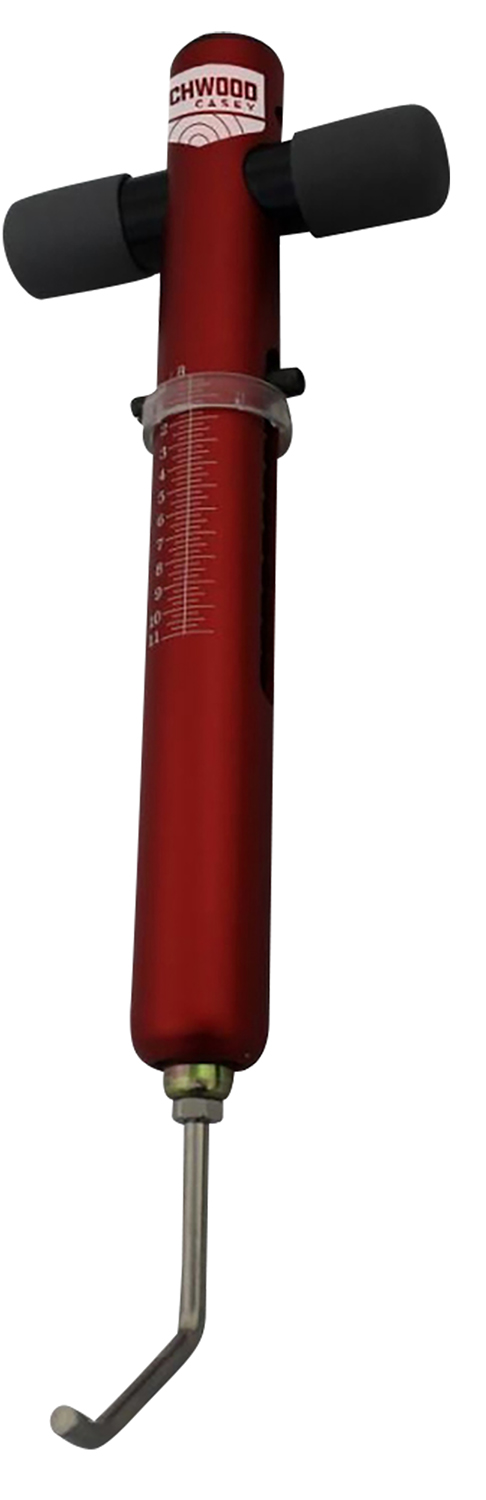 Birchwood Casey TRGSCL Trigger Scale Red Aluminum Body with Stainless Steel Trigger Pull & Rubber Black Handle for Firearms