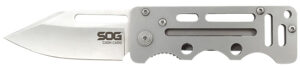 S.O.G SOG-EZ1-CP Cash Card  2.75" Folding Clip Point Satin 8Cr13MoV SS Blade/ Silver Skeletonized Stainless Steel Handle