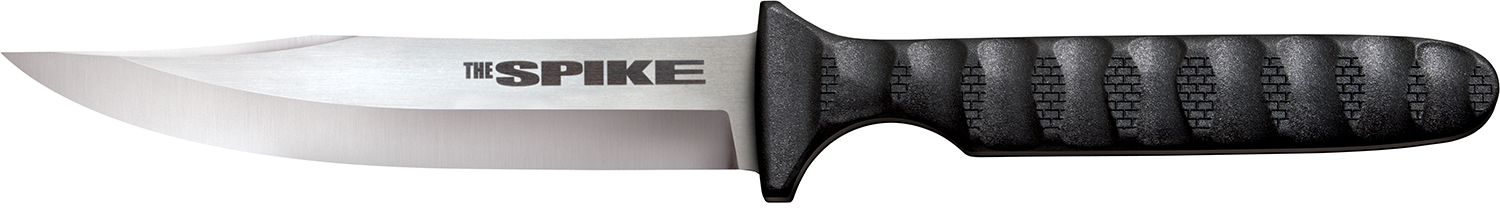Cold Steel CS-53NBS Spike 4" Fixed Bowie Plain 4116 Stainless Steel Blade/Black Scalloped Griv-Ex Handle Includes Sheath