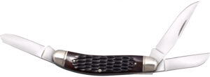 Cold Steel CSFLGSTKMJ Gentleman's Stockman 2"/2.10"/2.50" Folding Clip/Sheepsfoot/Spey Plain 8Cr13MoV SS Blade/Brown Jigged w/Polished Bolsters Bone Handle