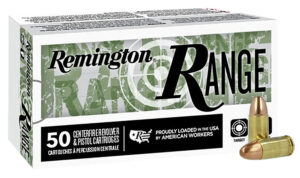 Remington Ammunition R27780 Range  9mmLuger 124gr Full Metal Jacket 50 Per Box/20 Case