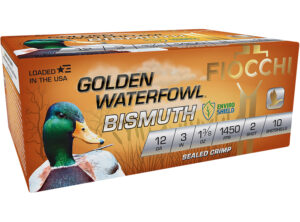 Fiocchi 123GB2 Golden Waterfowl Bismuth 12Gauge 3" 1 3/8oz 2Shot 10 Per Box/10 Case