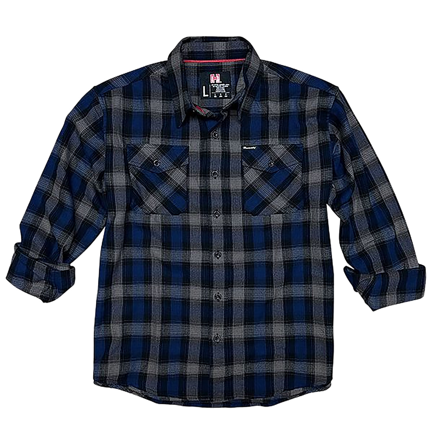 Hornady Gear 32206 Flannel Shirt 3XL Navy/Black/Gray, Cotton/Polyester, Relaxed Fit Button Up