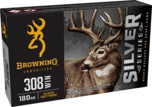 Browning Ammo B192603081 Silver 308Win 180gr Plated Soft Point 20 Per Box/10 Case