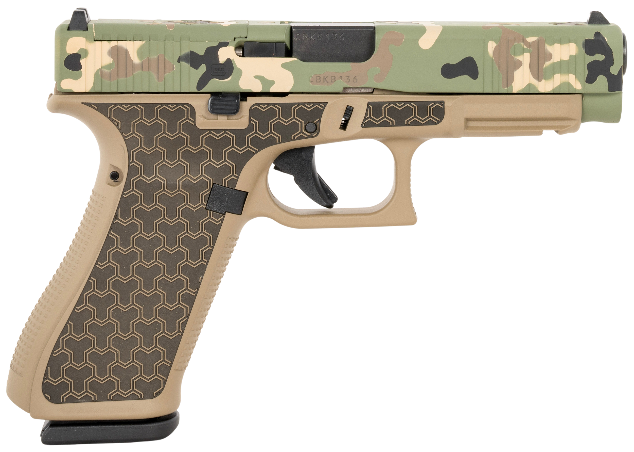 Glock G47 Gen5 MOS 9mm, Hunter Camo Cerakote Slide, Coyote Tan Receiver PA475S204MOSYNOTHUNTER