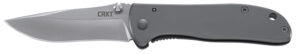 CRKT 6450S Drifter  EDC 2.88" Folding Drop Point Plain Satin 8Cr14MoV SS Blade, Silver Stainless Steel Handle