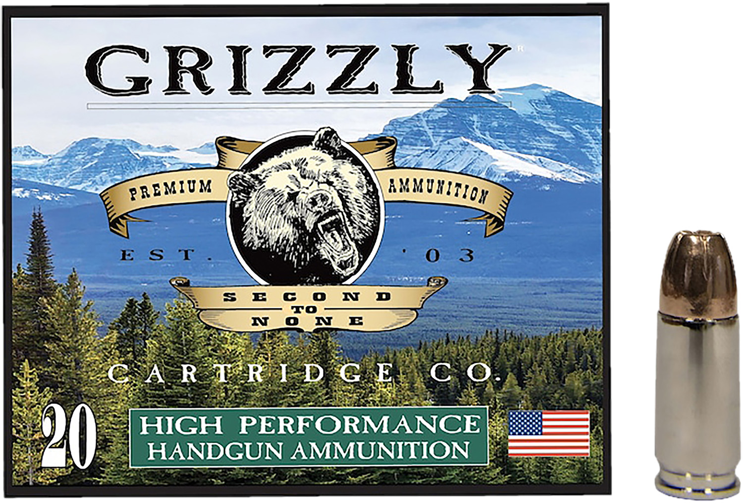 Grizzly Ammo GC9+P+CM10 9mm+P 124gr Jacketed Hollow Point 20 Per Box/10 Case