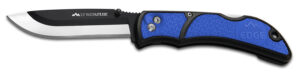 Outdoor Edge RLU40C RazorLite 3.50" Folding Drop Point Tanto Plain 420J2 SS Blade Black/Blue Polymer Handle