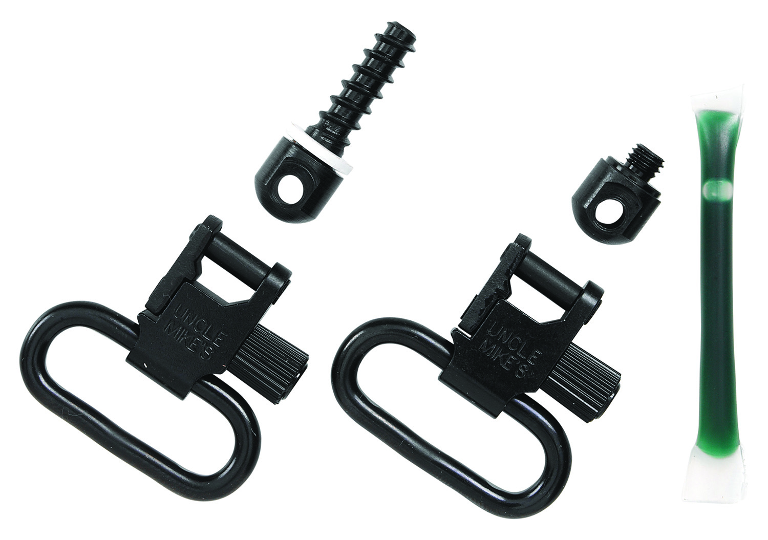 Uncle Mike's 15312 Fore End Band Swivel Set Quick Detach 115 LRB Blued 1" Loop for Tube Magazine Leaver Action Rifles/ Carbines/ Mossberg 500 Shotguns