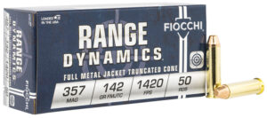 Fiocchi 357F Range Dynamics  357Mag 142gr Full Metal Jacket Truncated Cone 50 Per Box/20 Case