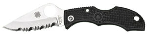Spyderco LBKS3 Ladybug 3  1.94" Folding Modified Clip Point Serrated VG-10 SS Blade Black FRN Handle