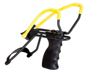 Daisy 998151506 998151506 Slingshot w/ Pistol Grip Yellow Steel Frame Black Molded Sure-Grip w/Wrist Support Handle