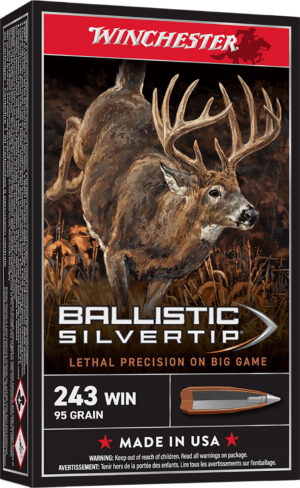 Winchester Ammo SBST243A Ballistic Silvertip  243Win 95gr Rapid Controlled Expansion Polymer Tip 20 Per Box/10 Case