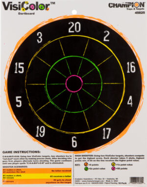 Champion Targets 45825 VisiColor Dartboard Hanging Paper Multi Color 11"x14" Dart Board 10 Pack