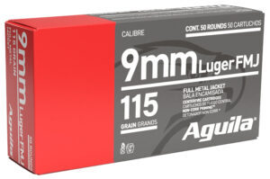 Aguila 1E097704 9mm Luger 115gr Full Metal Jacket 50 Per Box/20 Case