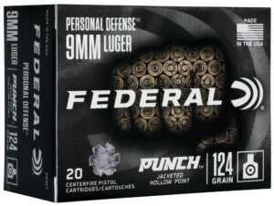 FEDERAL 9MM LUGER 124GR PUNCH JHP 20 RD/BX 10 BX/CS