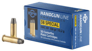 PPU .38 SPECIAL SWC HP 158G 50RD BOX 10 BOXES PER CASE