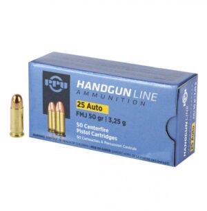 PPU 25 AUTO 50GR FMJ 50RD BOX 20 BOXES PER CASE