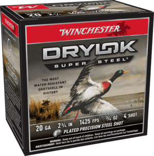 WINCHESTER DRYLOK SUPER STEEL  20 GA 2-3/4" #4  3/4 OZ 25 RD/BX 10 BX/CS