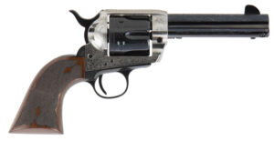 Cimarron PP410LSFW Frontier Pre-War 1896-1940 45 Colt (LC) 6 Shot, 4.75" Blued Steel Barrel, Blued Cylinder, Old Silver Engraved Steel Frame, Checkered Walnut Grip, Exposed Hammer