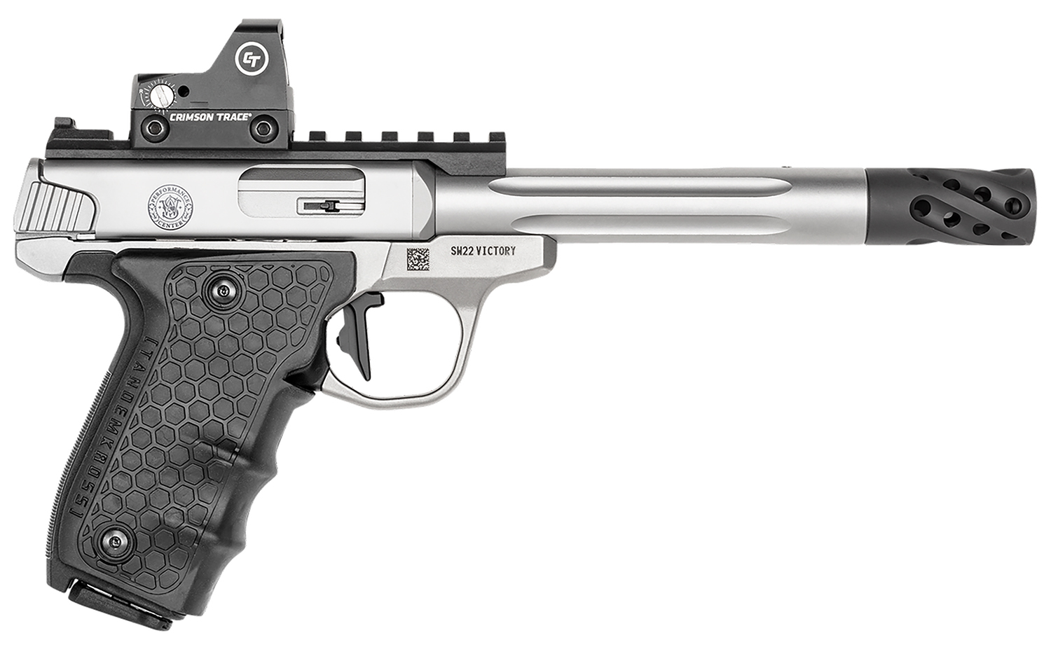 Smith & Wesson 12079 Performance Center Victory Target 22 LR 6" MB 10+1 Stainless Steel Tandemkross Black HiveGrip with Integrated Target Thumb Rest Grip Red Dot
