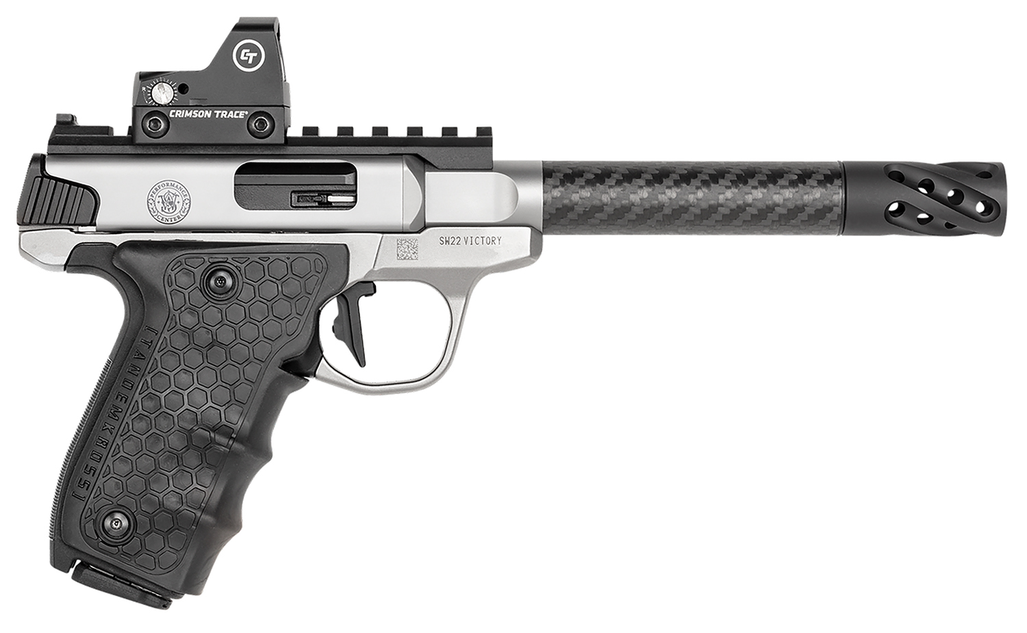 Smith & Wesson 12081 Performance Center Victory Target 22 LR 6" CF MB 10+1 Stainless Steel Tandemkross Black HiveGrip with Integrated Target Thumb Rest Grip Red Dot