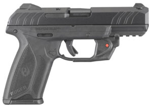 Ruger 3816 Security-9  9mm Luger  4" Barrel 15+1, Black Polymer Frame With Picatinny Acc. Rail, Front Serrated Black Oxide Steel Slide, Manual Safety, Includes Viridian Red Laser