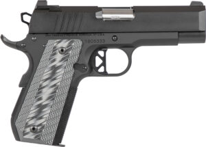 Dan Wesson 01883 ECP  Compact Frame 45 ACP 8+1 4" Stainless Bull Barrel Black Duty Serrated Stainless Steel Slide Black Aluminum Frame wBeavertail Black/Gray G10 Grip