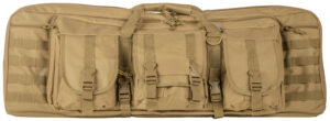 NcStar CVDC2946T42 VISM Double Carbine Case Tan PVC Nylon w/ Foam Padding Lockable Zippers Pockets & MOLLE Webbing