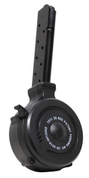 Iver Johnson Arms IJ1911DRUM45 1911  28rd Drum 45 ACP Black Metal w/Polymer Floor Plate