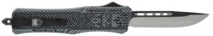 CobraTec Knives MCFCTK1MDNS CTK-1  Medium 3" OTF Drop Point Plain D2 Steel Blade/Carbon Fiber Aluminum Handle Features Glass Breaker Includes Pocket Clip