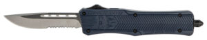 CobraTec Knives MNYCTK1MDS CTK-1  Medium 3" OTF Drop Point Part Serrated D2 Steel Blade/NYPD Blue Aluminum Handle Features Glass Breaker Includes Pocket Clip