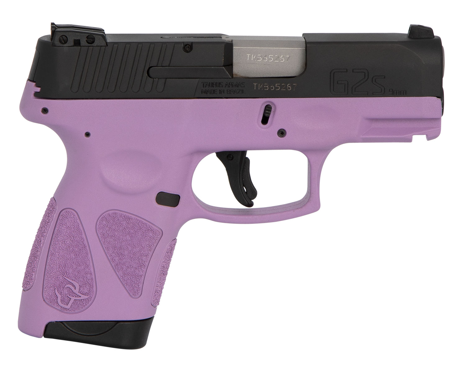 Taurus 1G2S931LP G2S Compact Frame 9mm Luger 7+1 3.26" Matte Stainless Steel Barrel, Matte Black Serrated Alloy Steel Slide, Light Purple Polymer Frame w/Picatinny Rail & Polymer Grip, Right Hand