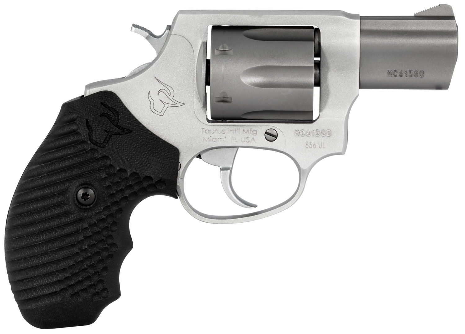 Taurus 2-856029ULVZ06 856 Ultra-Lite Small 38 Special +P 6 Shot 2" Matte Stainless Alloy Steel Barrel & Cylinder, Matte Stainless Aluminum Frame, Black Operator II Grip, Exposed Hammer