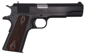 Colt Mfg O1911C 1911 Government 45 ACP 7+1, 5" Stainless National Match Barrel, Blued Serrated Steel Slide & Frame w/Beavertail Double Diamond Checkered Rosewood Grip