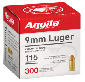 Aguila 1E097700 9mm Luger 115gr Full Metal Jacket 300 Per Box/4 Case