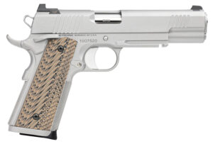 Dan Wesson 01815 Specialist  10mm Auto Caliber with 5" Barrel, 8+1 Capacity, Overall Stainless Steel Finish, Picatinny Rail & Beavertail Frame, Serrated Bead Blasted Slide & Black/Brown G10 Grip